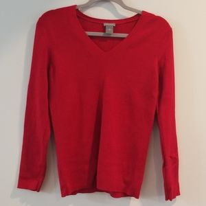 Ann Taylor Red V-Neck Sweater